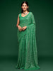 Lovely Mint Green Sequined Georgette Party Wear Saree