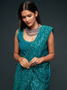 Attractive Teal  Blue Sequined Georgette Party Wear Saree	  