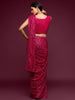 Fabulous Hot Pink Sequined Georgette Party Wear Saree	  