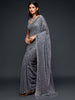 Amazing Slate Grey Sequined Georgette Party Wear Saree