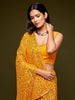 Lovely Honey Yellow Sequined Georgette Party Wear Saree