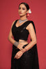 Adorable Black Sequined Georgette Party Wear Saree With Unstitched Blouse