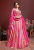 Pink Digital Print Sequins Chinon Silk Designer Lehenga With Dupatta