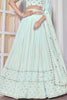 Sky Blue Sequins Embroidered Georgette Wedding Lehenga Choli