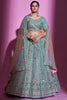 Sea Green Mirror Work Gotta Silk Wedding Wear Lehenga Choli