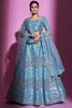 Firozi Blue Sequins Work Gotta Silk Wedding Wear Lehenga Choli
