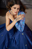 Royal Blue Sequins Art Silk Ready-Made Crop Top With Lehenga