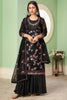 Black Thread, Sequins Work Georgette Suit With Sharara