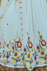 Sky Blue Thread Embroidered Georgette Bridesmaid Lehenga with Choli