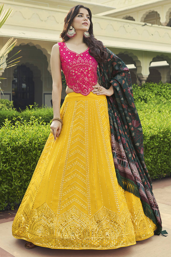 Shop Online Yellow Bridal Designer Lehenga Choli : 263311 -