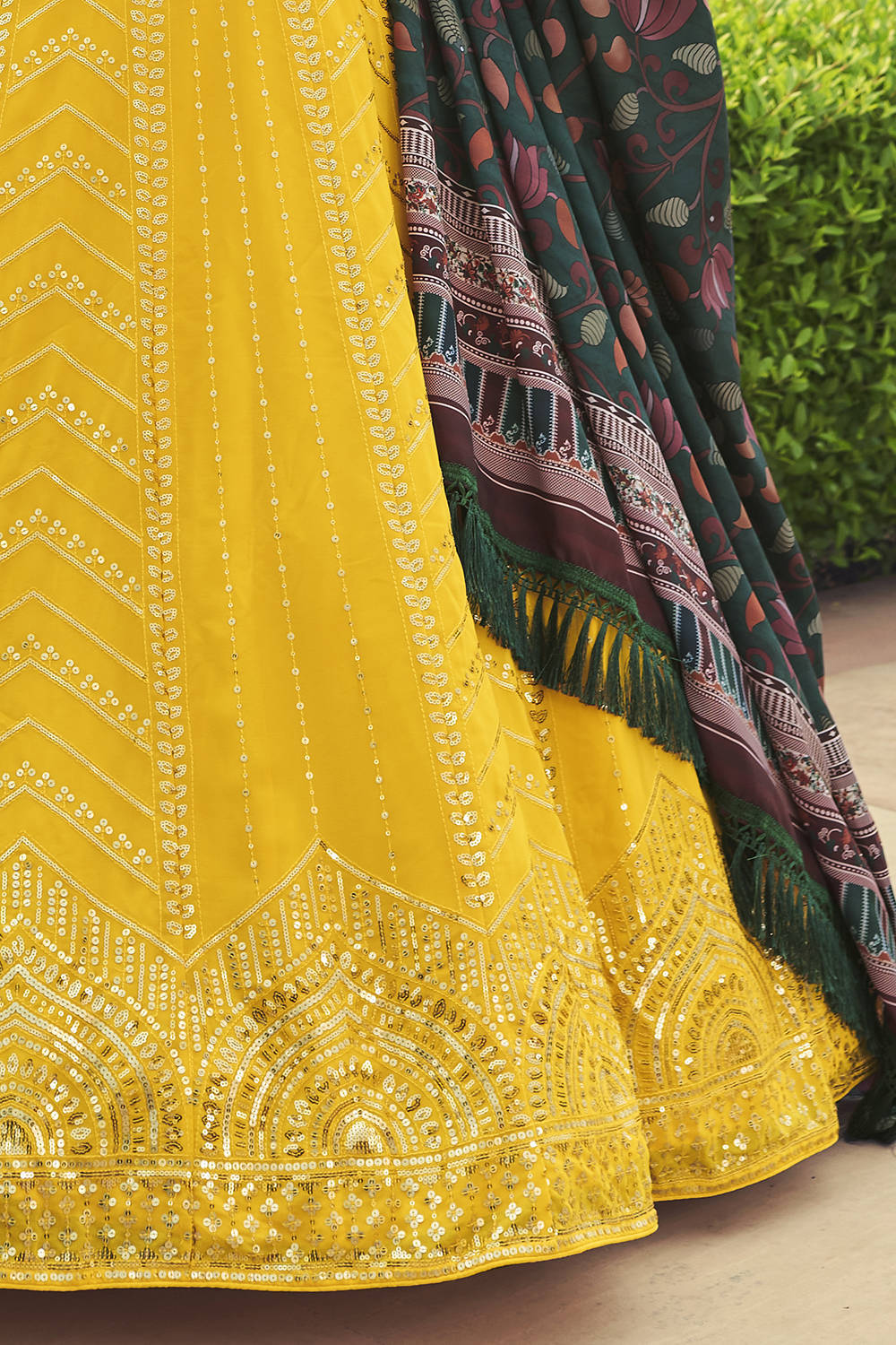 Yellow Sequins Work Georgette Lehenga With Designer Choli