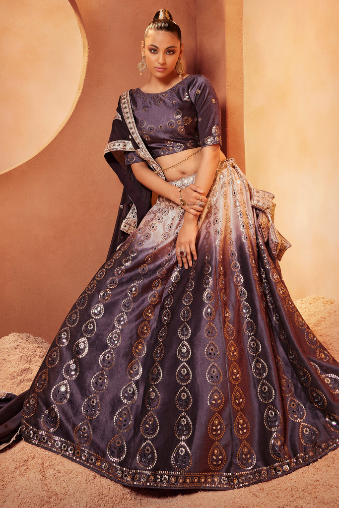Buy Superior Purple Satin Velvet Partywear Lehenga Choli | Buy online at  Inddus India.– Inddus.in
