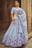 Sky Blue Thread Embroidered Georgette Bridesmaid Lehenga Choli