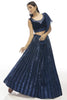 Navy Blue Sequins Work Velvet Designer Lehenga With Choli