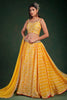 Yellow Printed Work Chinon Cocktail Lehenga With Dupatta