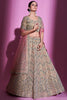 Beige Mirror Work Gotta Silk Reception Wear Lehenga Choli