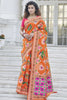 Pretty Orange Patola Weaving Silk Wedding Wear Saree