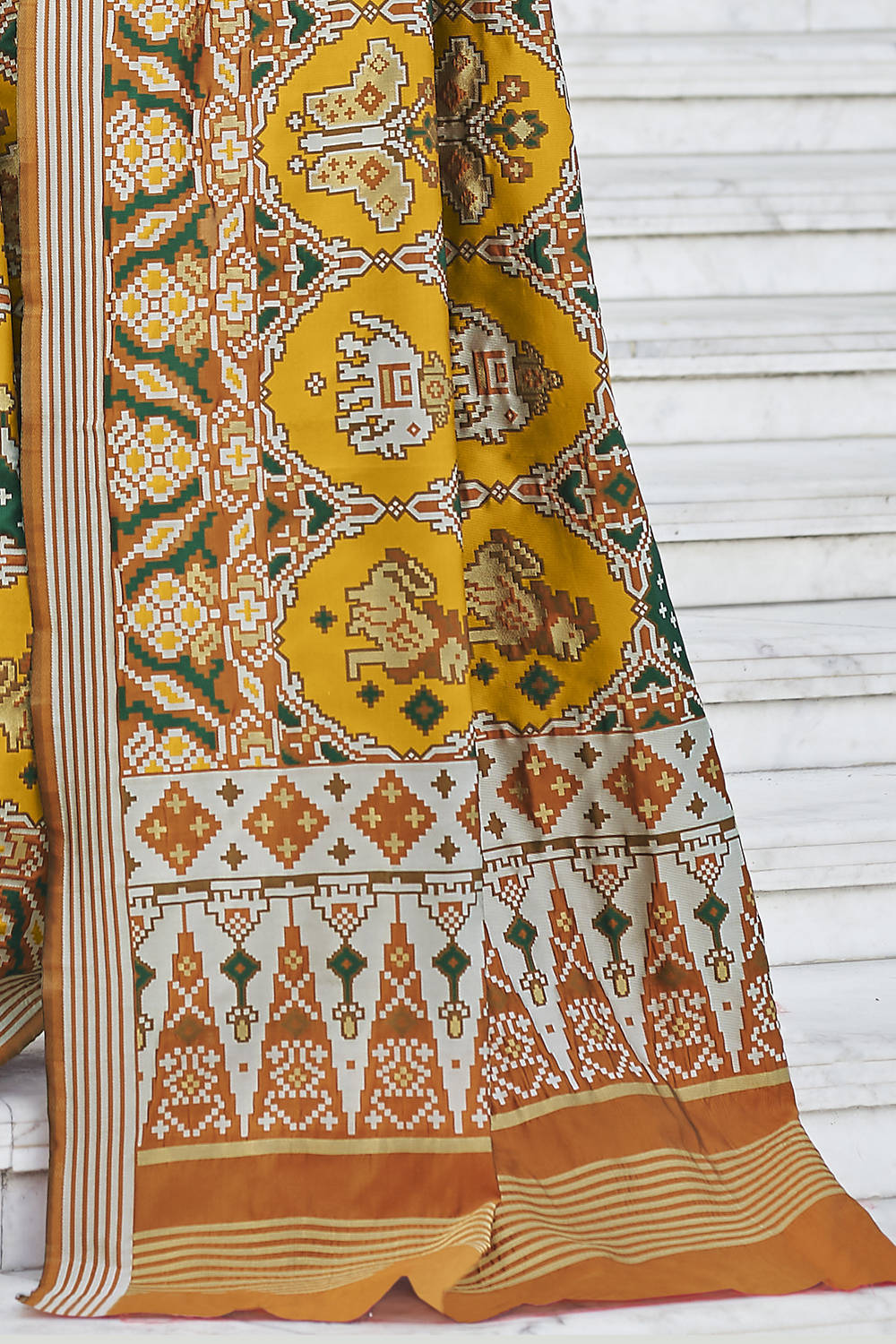 Yellow Weaving Patola Silk Saree With Blouse