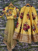Gorgeous Yellow Colored Partywear Designer Embroidered Lehenga Choli
