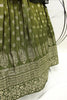 Olive Green Chinon Silk Foil Printed Lehenga Choli With Shrug