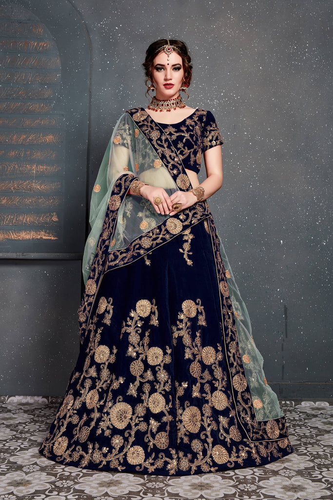 Zeel Clothing Teal Heavy Embroidered Velvet Lehenga Choli for Women  (7419-Teal-Wedding-Bridal-Latest-New; Teal_Free Size) : Amazon.in: Fashion