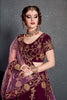 Graceful Purple Embroidered Velvet Bridal Lehenga Choli