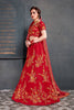 Flaunt Red Bridal Wear Embroidered Slub Silk Lehenga Choli