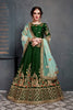 Dark Green Bridal Wear Embroidered Taffeta Silk Lehenga Choli