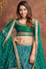 Charming Teal Green Sequins Embroidered Art Silk Wedding Lehenga Choli