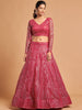 Lovesome Hot Pink Thread Embroidery Net Party wear Lehenga Choli