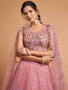 Cunning Blush Pink Thread Embroidery Net Party Wear Lehenga Choli