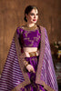 Stunning Purple Thread Embroidery Mulberry Silk Wedding Lehenga Choli