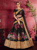 Arresting Black Floral Printed Banglory Silk Wedding Lehenga Choli With Dupatta