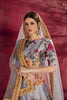 Impressive Grey Floral Printed Banglory Silk Wedding Lehenga Choli With Dupatta