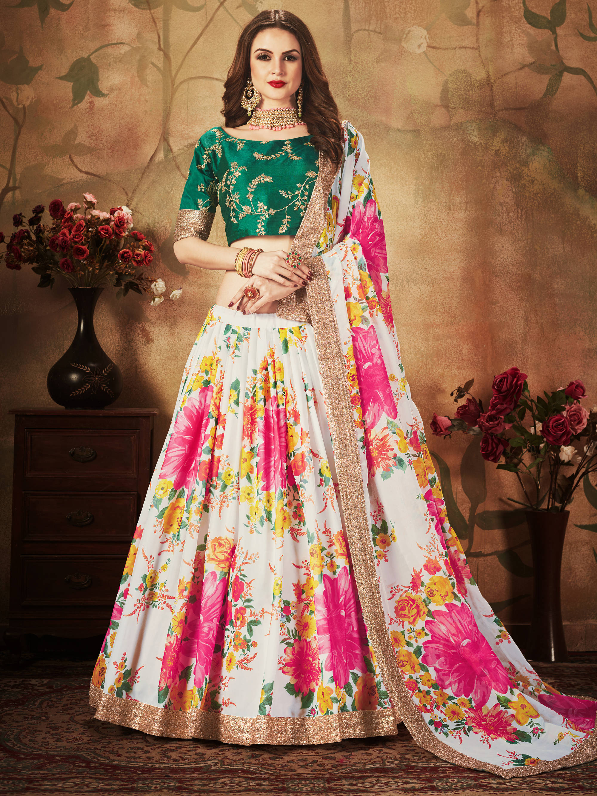 15 New Models of Floral Lehenga Choli For All Occasions
