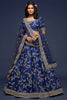Charming Blue Thread Embroidered Silk Wedding Wear Lehenga Choli