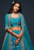 Wonderful Teal Blue Thread Embroidered Silk Wedding Wear Lehenga Choli