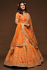 Attractive Orange Thread Embroidered Silk Wedding Wear Semi Stitched Lehenga Choli