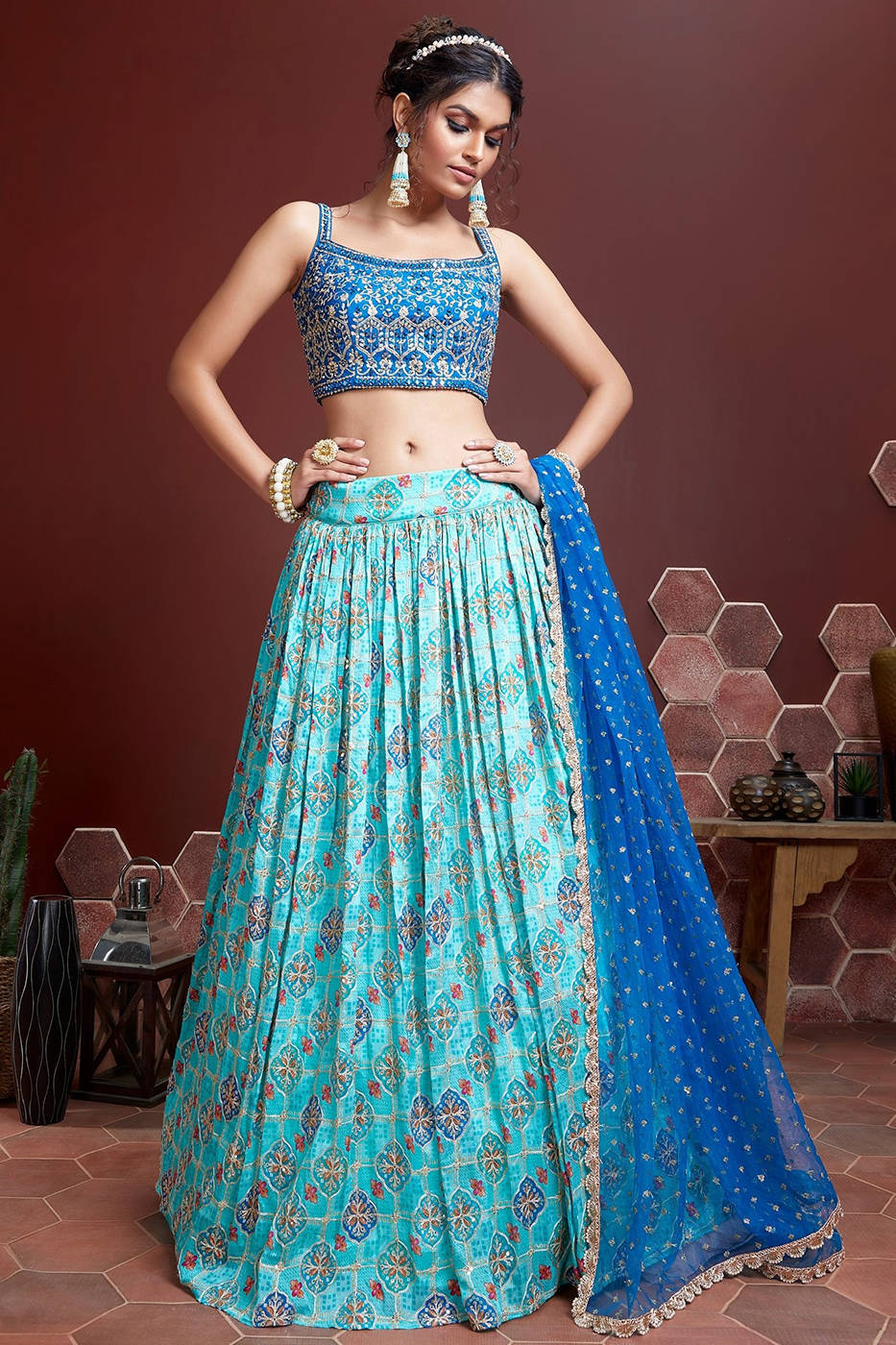 Buy now natasha bridal sky blue lehenga