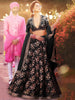 Hypnotic Black Colored Wedding Wear Embroidered Satin Lehenga Choli