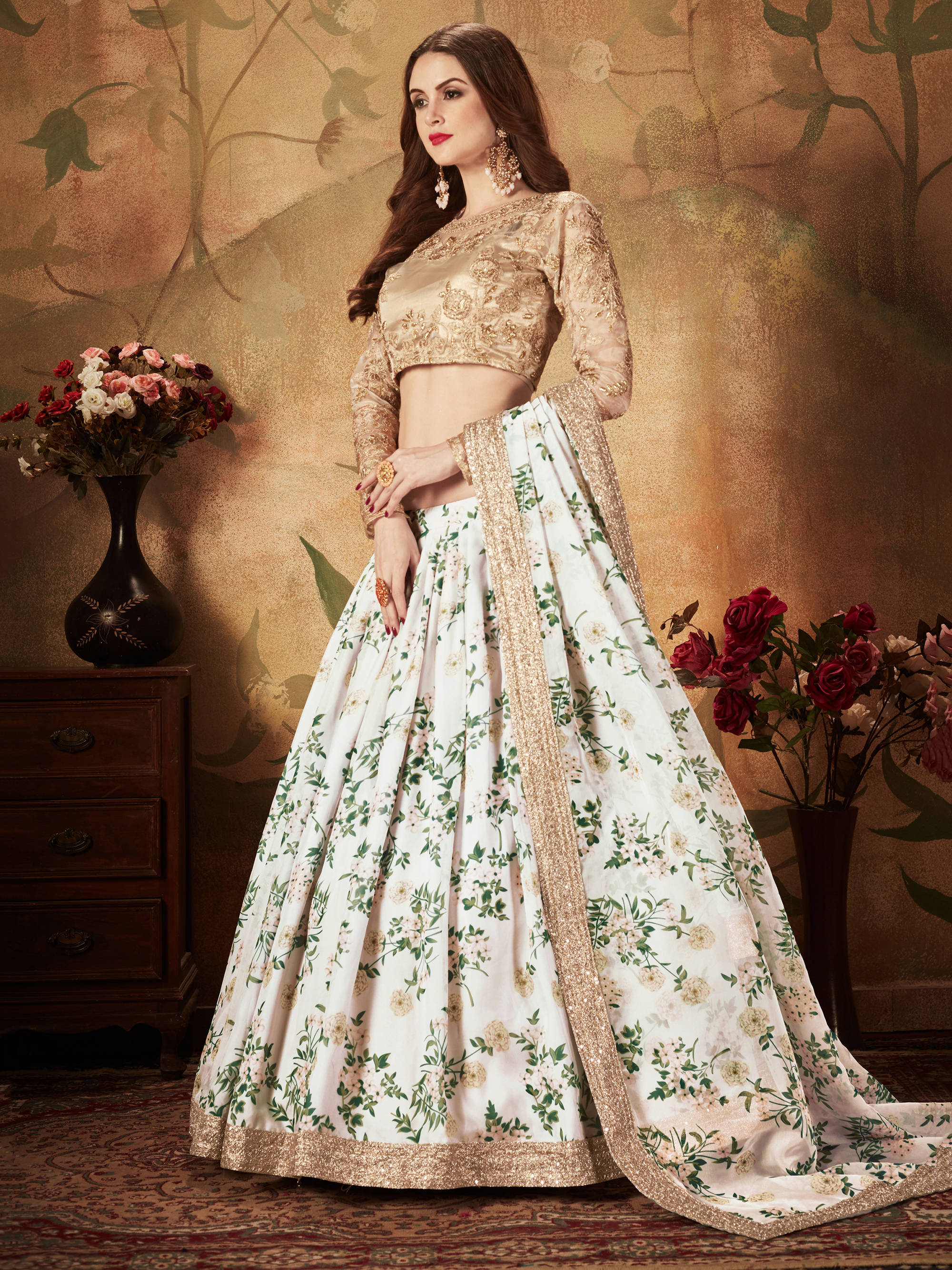 Buy Sabyasachi Inspired Heavy Gold Sequin and Floral Lehenga Online in  India - Etsy
