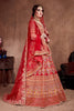 Flattering Red Colored Designer Bridal wear Embroidered Lehenga Choli