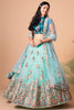 The sky blue color net dupatta comes prettified with thread embroidery and sequin work.