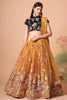 Mustard Yellow Mirror Work Net Wedding Wear Lehenga Choli