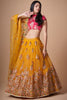 Yellow Mirror Work Net Wedding Wear Lehenga Choli