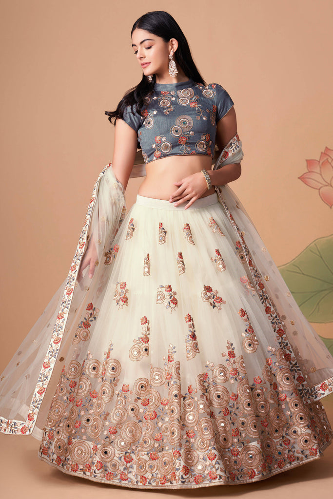 White Engagement Sequin & Bead work Lehenga: Bridal Reception Outfit |  Indian wedding outfits, Indian wedding wear, Bridal outfits